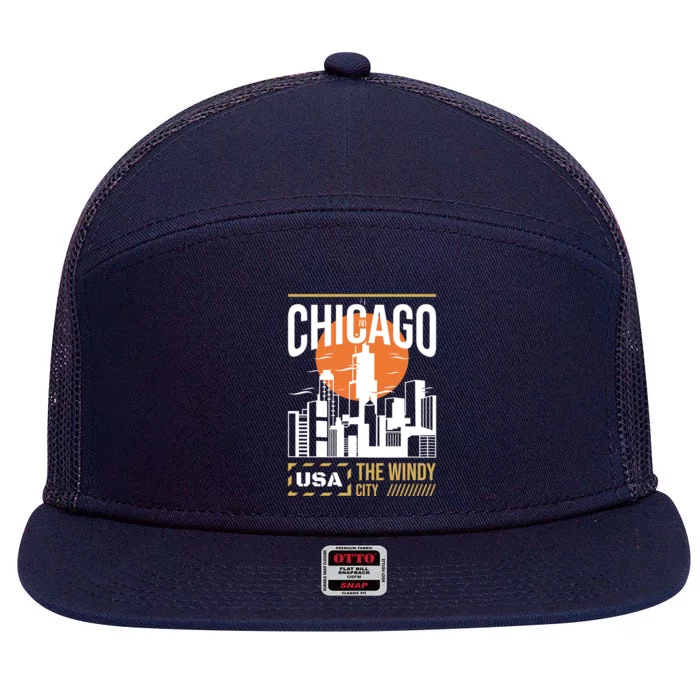 Chicago 7 Panel Mesh Trucker Snapback Hat