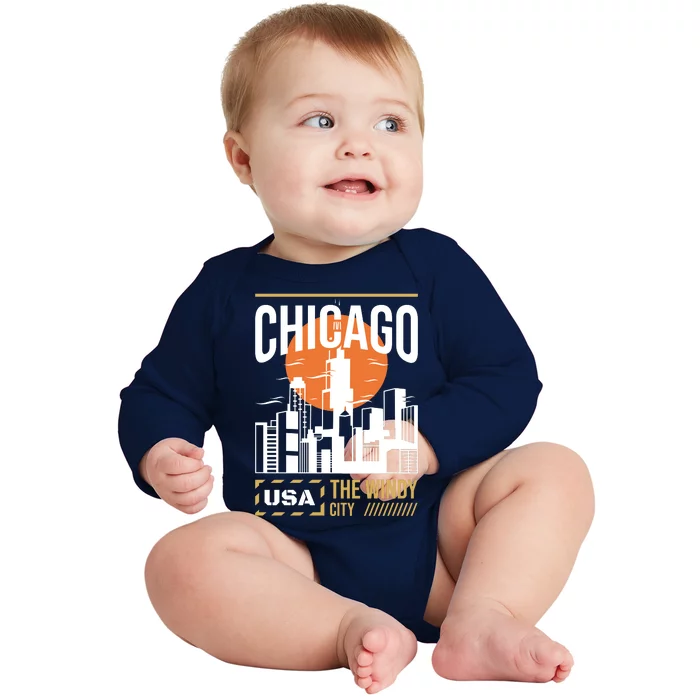 Chicago Baby Long Sleeve Bodysuit