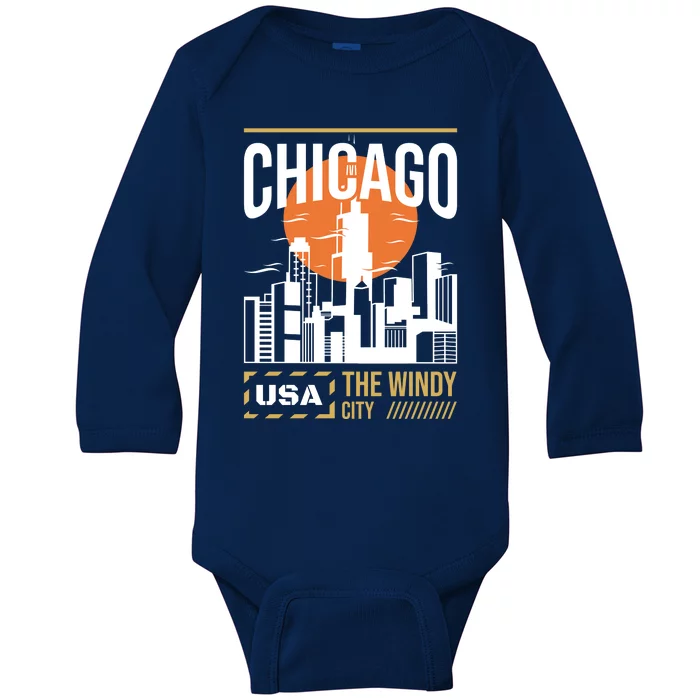 Chicago Baby Long Sleeve Bodysuit