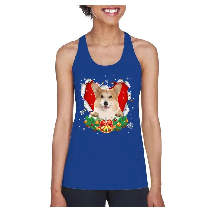 Corgi Christmas Heart Santa Dog Lovers Ugly Sweater Xmas Gift Women's Racerback Tank