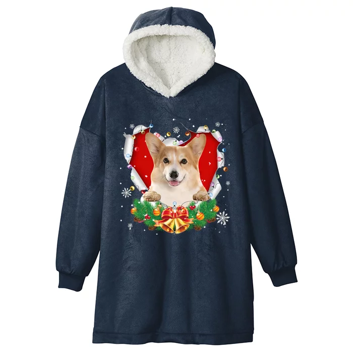 Corgi Christmas Heart Santa Dog Lovers Ugly Sweater Xmas Gift Hooded Wearable Blanket