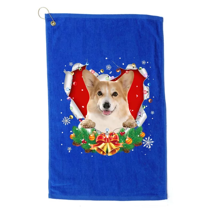 Corgi Christmas Heart Santa Dog Lovers Ugly Sweater Xmas Gift Platinum Collection Golf Towel