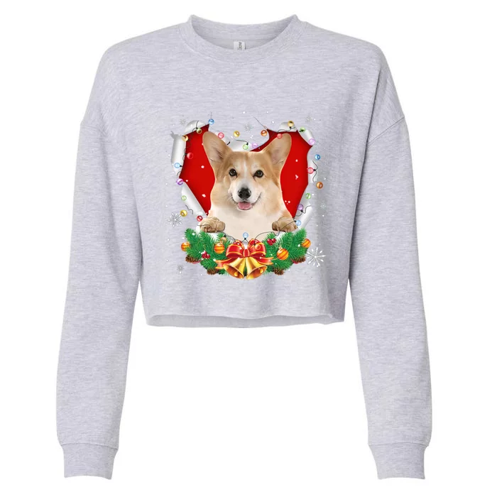 Corgi Christmas Heart Santa Dog Lovers Ugly Sweater Xmas Gift Cropped Pullover Crew