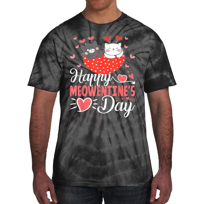 Cute Cat Happy Meowentines Valentines Day Tie-Dye T-Shirt