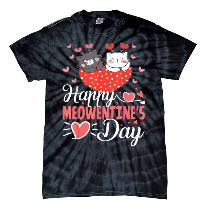 Cute Cat Happy Meowentines Valentines Day Tie-Dye T-Shirt