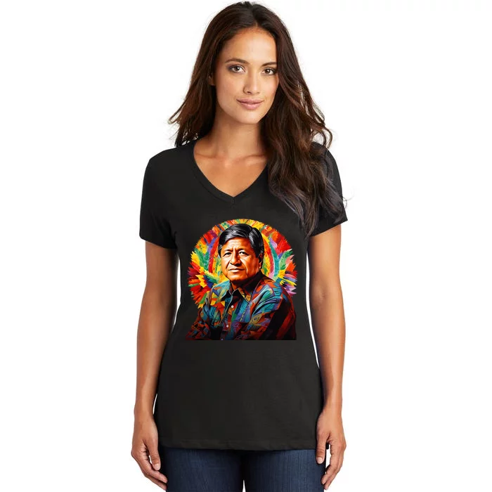 Cesar Chavez Hispanic Heritage Month Women's V-Neck T-Shirt