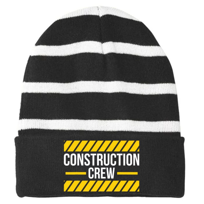 Construction Crew Highway Worker Striped Beanie with Solid Band