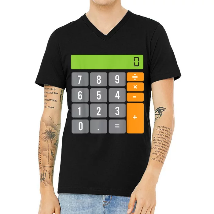 Calculator Costume Halloween Easy Cosplay Math Geek Outfit V-Neck T-Shirt