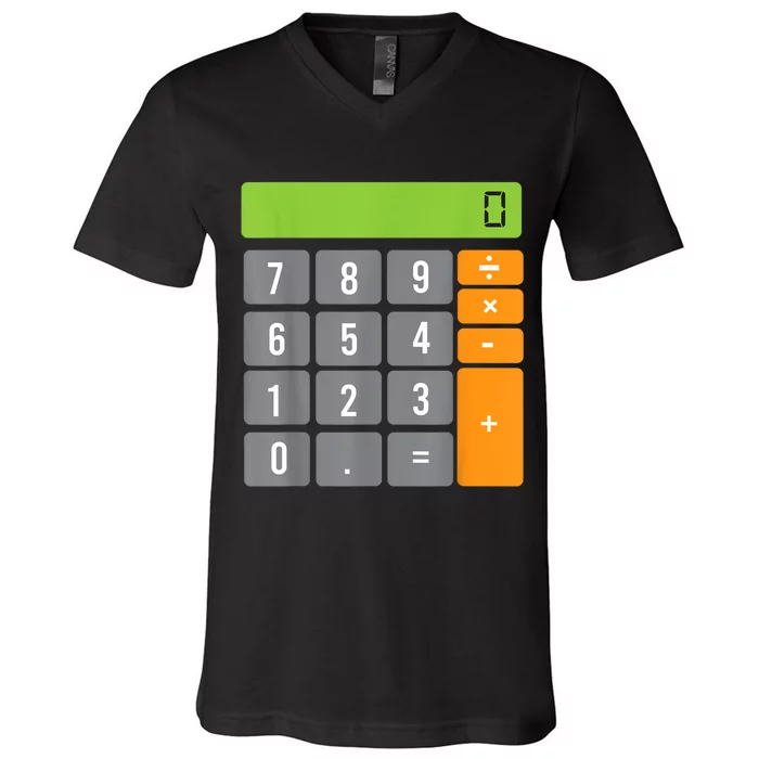 Calculator Costume Halloween Easy Cosplay Math Geek Outfit V-Neck T-Shirt