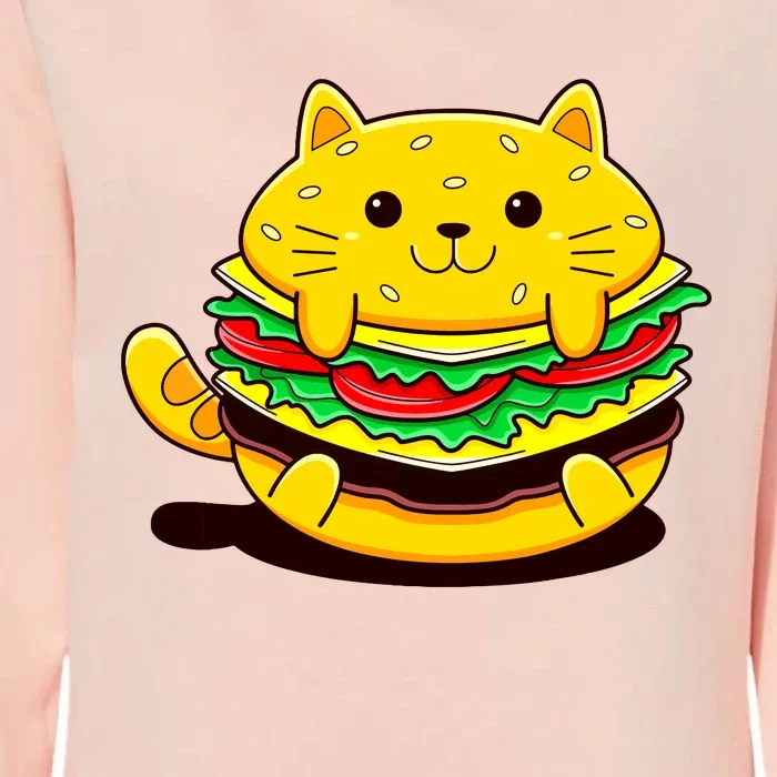 Cute Cat Hamburger Womens California Wash Sweatshirt