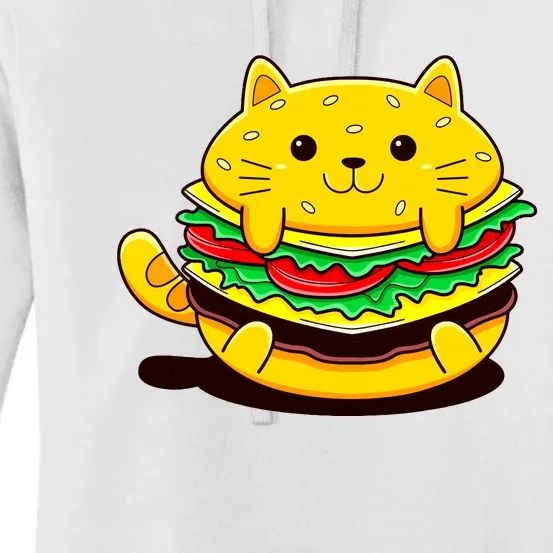 Cute Cat Hamburger Women's Pullover Hoodie