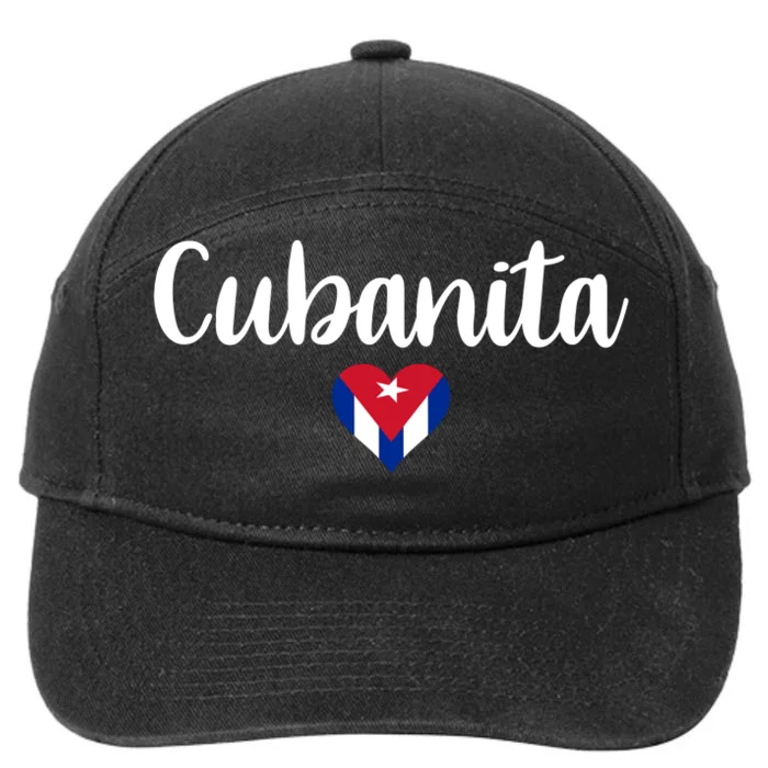 Cubanita Cuban Heart Cuba Flag 7-Panel Snapback Hat