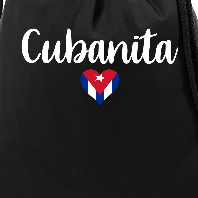 Cubanita Cuban Heart Cuba Flag Drawstring Bag