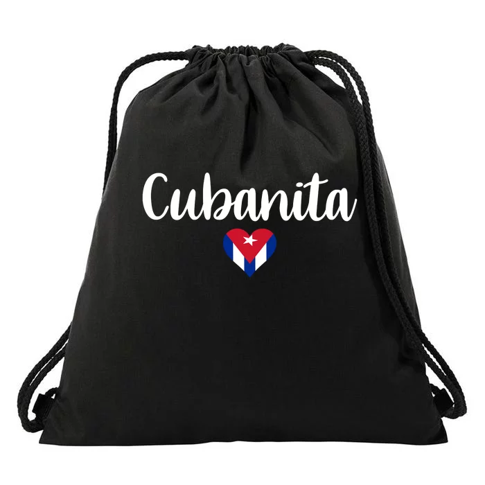 Cubanita Cuban Heart Cuba Flag Drawstring Bag