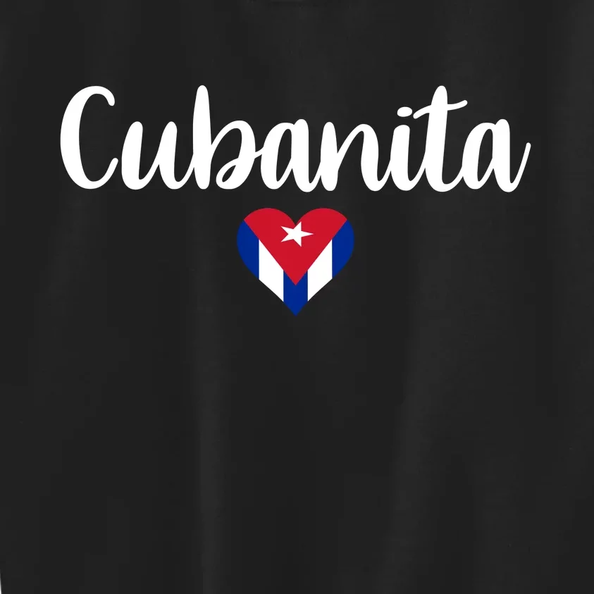 Cubanita Cuban Heart Cuba Flag Kids Sweatshirt