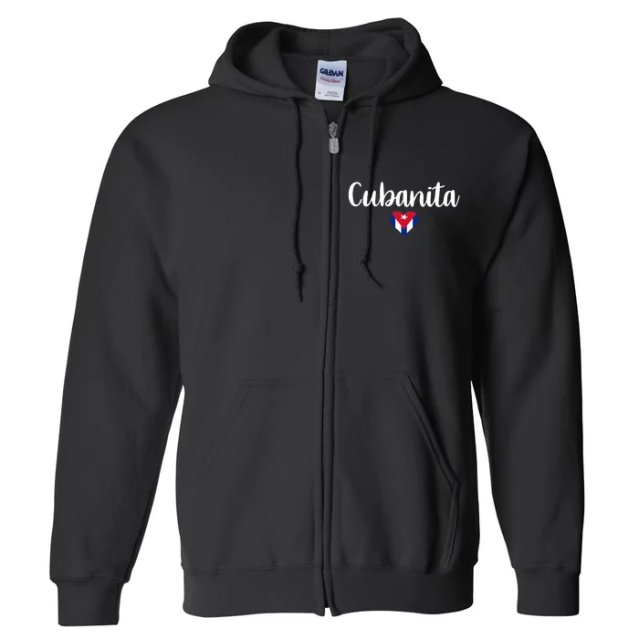 Cubanita Cuban Heart Cuba Flag Full Zip Hoodie