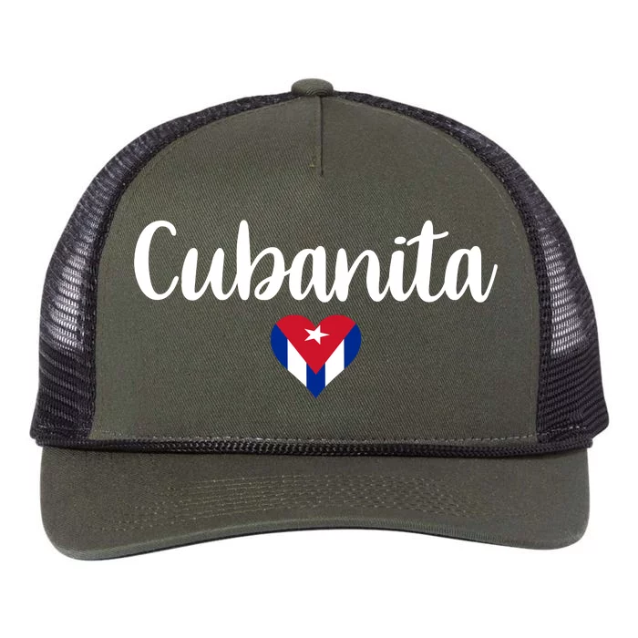 Cubanita Cuban Heart Cuba Flag Retro Rope Trucker Hat Cap