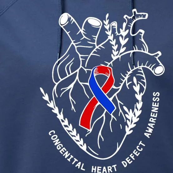 Chd Congenital Heart Defect Disease Awareness Ribbon Warrior Performance Fleece Hoodie