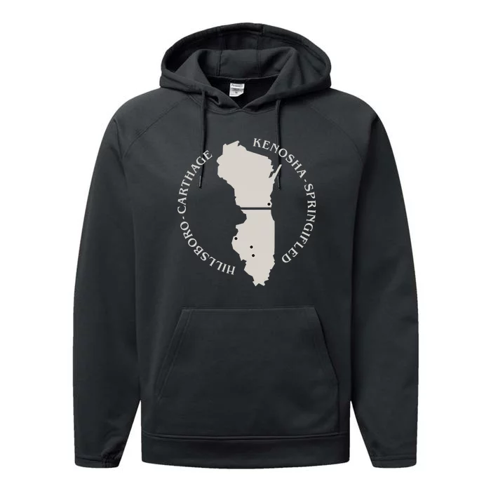 Carthage College Historic Campus Design Wisconsin & Illinois Performance Fleece Hoodie