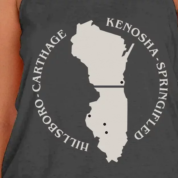 Carthage College Historic Campus Design Wisconsin & Illinois Women's Knotted Racerback Tank