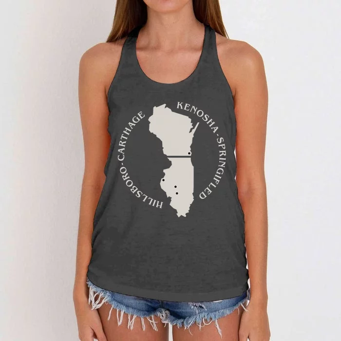 Carthage College Historic Campus Design Wisconsin & Illinois Women's Knotted Racerback Tank