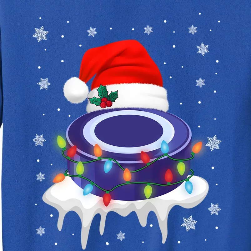 Cute Christmas Hockey Santa Hat Xmas Light Cool Gift Tall Sweatshirt