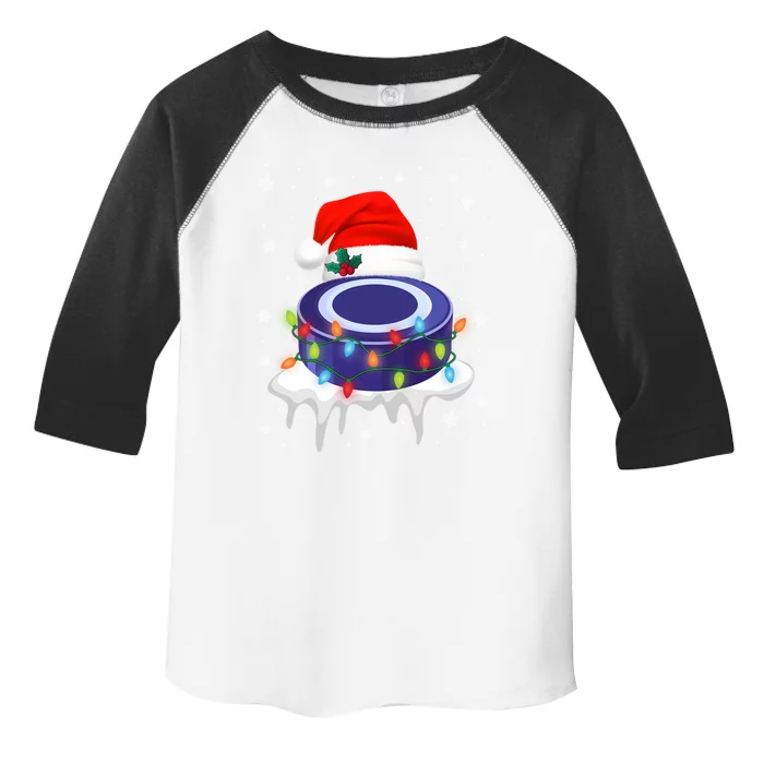 Cute Christmas Hockey Santa Hat Xmas Light Cool Gift Toddler Fine Jersey T-Shirt