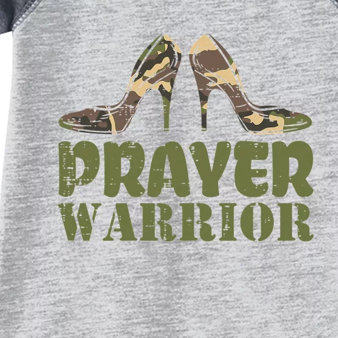 Christian Camo Heels Prayer Warrior Faith God Jesus Infant Baby Jersey Bodysuit