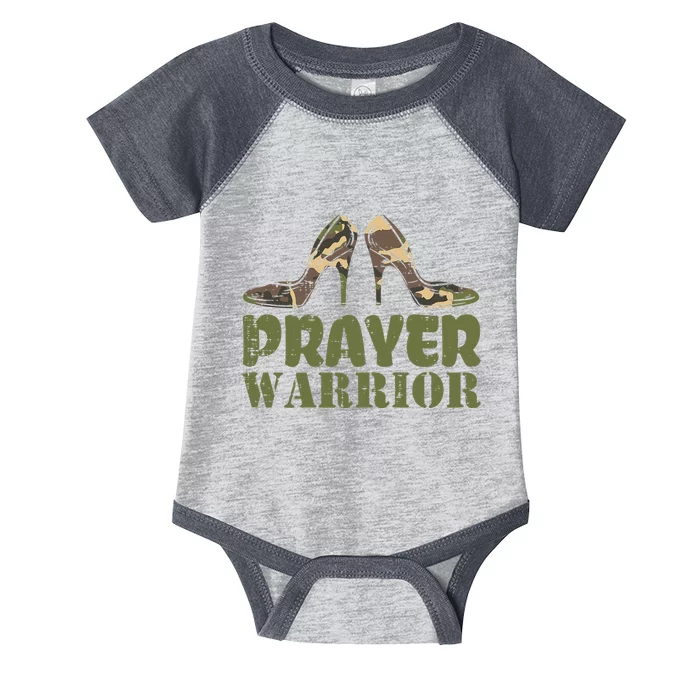 Christian Camo Heels Prayer Warrior Faith God Jesus Infant Baby Jersey Bodysuit