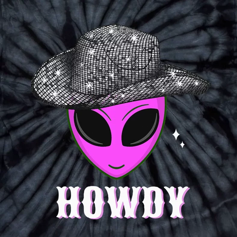 Cool Cowboy Hat Alien Howdy Space Western Disco Theme Tie-Dye T-Shirt