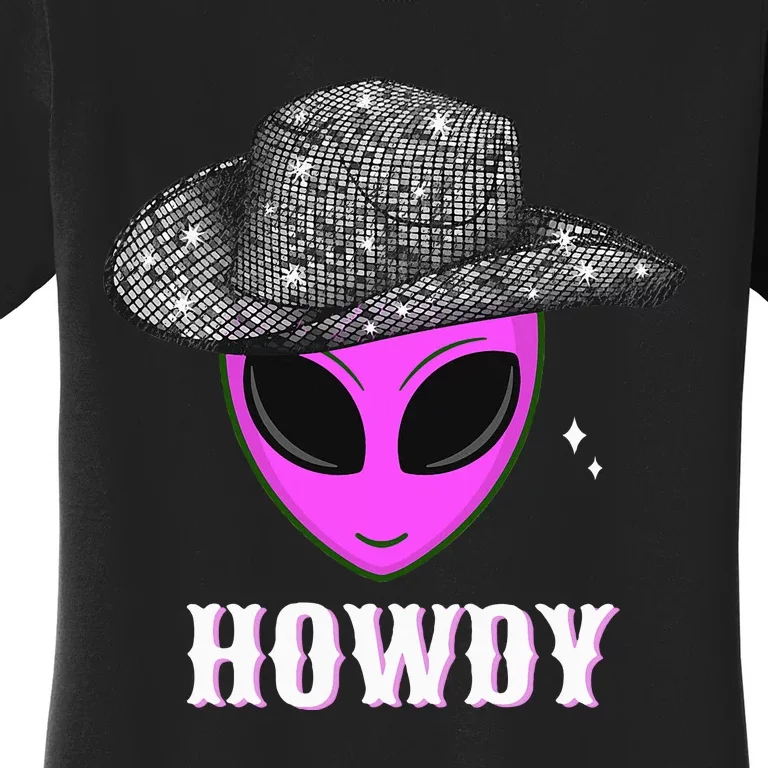 Cool Cowboy Hat Alien Howdy Space Western Disco Theme Women's T-Shirt