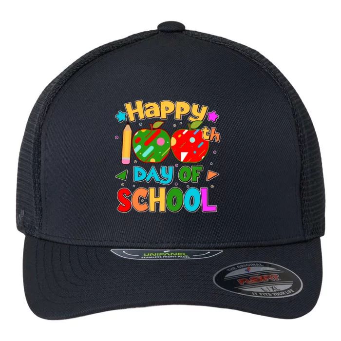 Cute Colorful Happy 100th Day Of School Flexfit Unipanel Trucker Cap