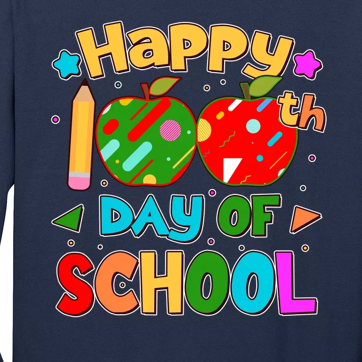 Cute Colorful Happy 100th Day Of School Long Sleeve Shirt