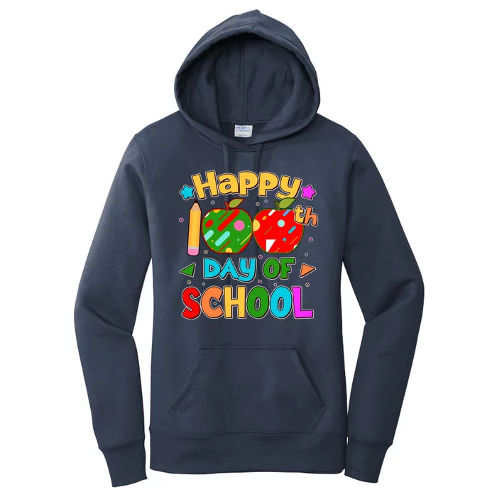 Cute Colorful Happy 100th Day Of School Women's Pullover Hoodie