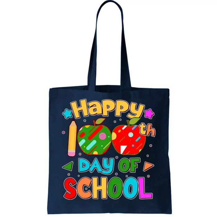 Cute Colorful Happy 100th Day Of School Tote Bag