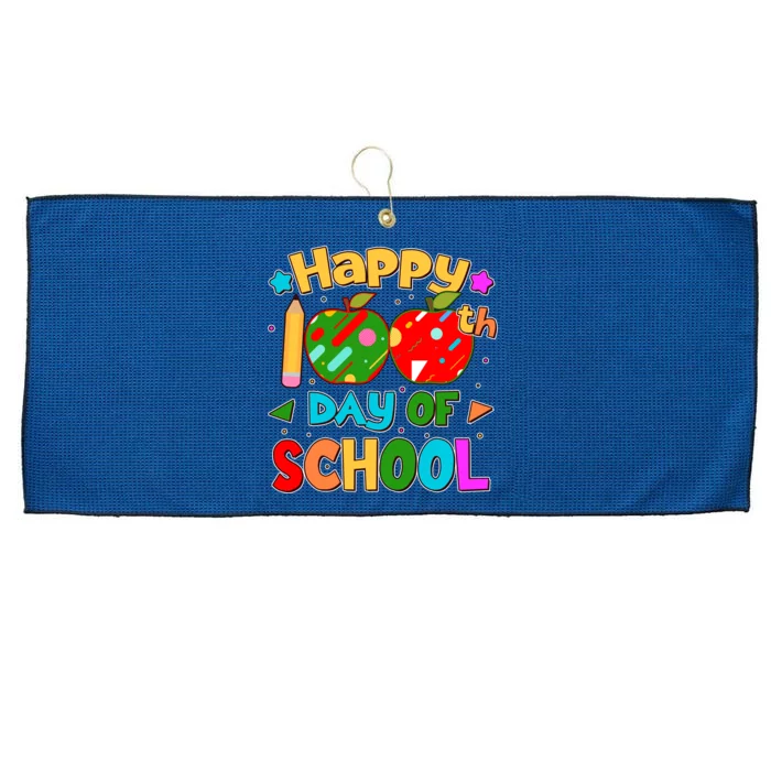 Cute Colorful Happy 100th Day Of School Large Microfiber Waffle Golf Towel