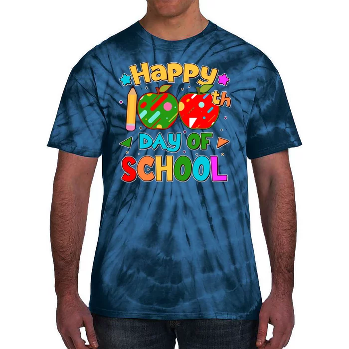 Cute Colorful Happy 100th Day Of School Tie-Dye T-Shirt