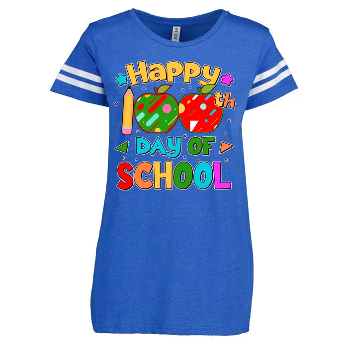 Cute Colorful Happy 100th Day Of School Enza Ladies Jersey Football T-Shirt