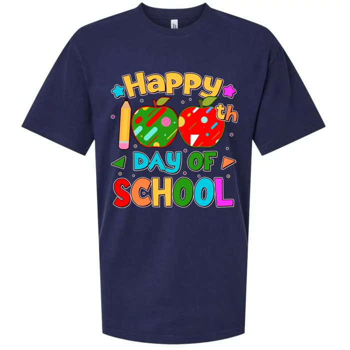 Cute Colorful Happy 100th Day Of School Sueded Cloud Jersey T-Shirt