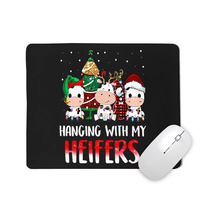 Cow Christmas Hanging With My Heifers Santa Deer Cows Outfit Mousepad