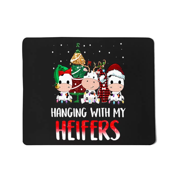 Cow Christmas Hanging With My Heifers Santa Deer Cows Outfit Mousepad