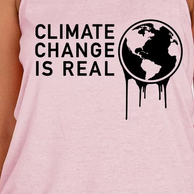 Climate Change Is Real Women's Knotted Racerback Tank