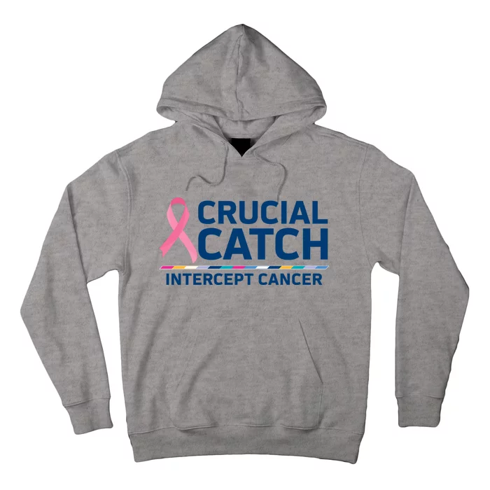 TeeShirtPalace Crucial Catch Intercept Cancer Breast Cancer Awareness Hoodie