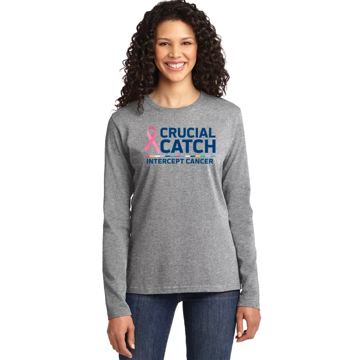 Crucial Catch Intercept Cancer Awareness Ladies Long Sleeve Shirt