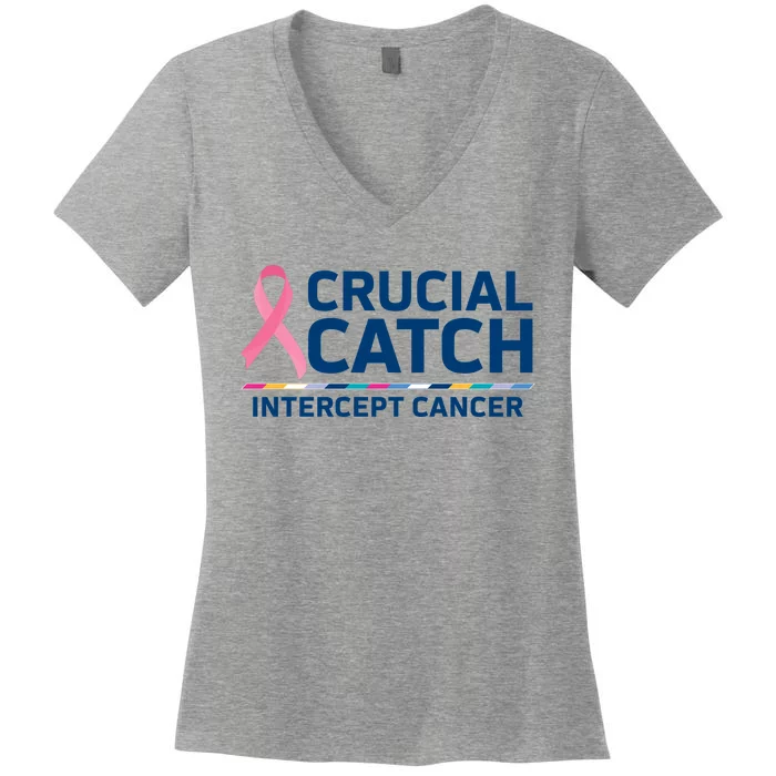 Crucial Catch Intercept Cancer Awareness Women's V-Neck T-Shirt