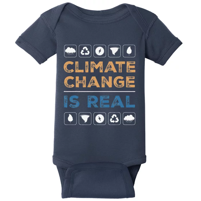 Climate Change Is Real Recycle Global Warming Earth Day Baby Bodysuit