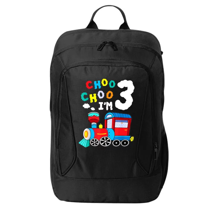 Choo Choo I'm 3 Years Old Locomotive Train 3rd Birthday City Backpack