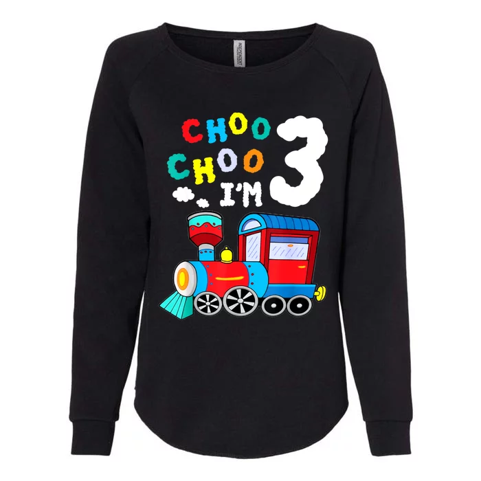 Choo Choo I'm 3 Years Old Locomotive Train 3rd Birthday Womens California Wash Sweatshirt