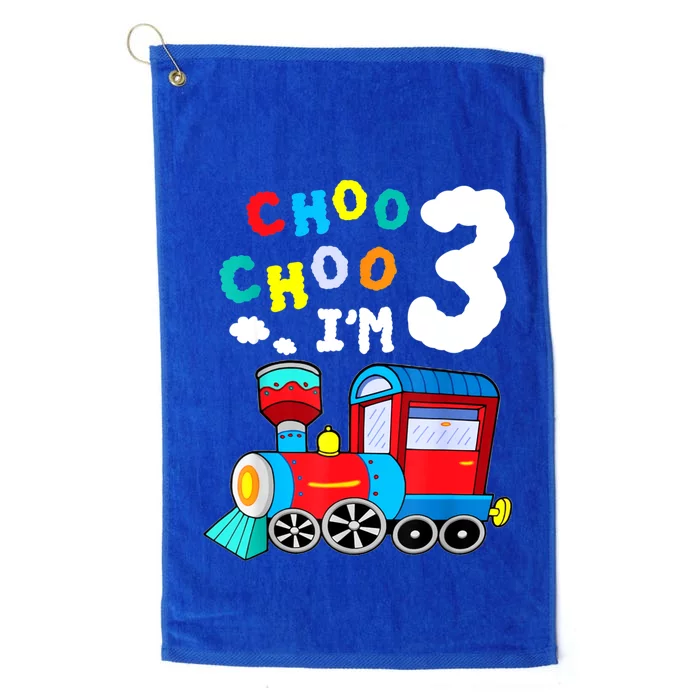 Choo Choo I'm 3 Years Old Locomotive Train 3rd Birthday Platinum Collection Golf Towel