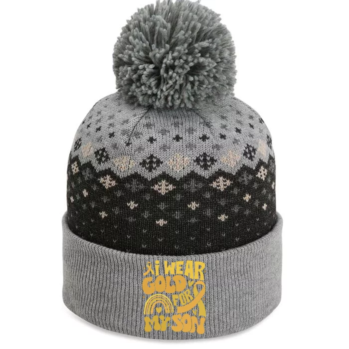 Childhood Cancer I Wear Gold For My Son The Baniff Cuffed Pom Beanie